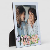 Elegant Flower Script Love You Mom Photo  Plaque (Côté)