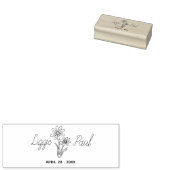 Elegant Flower Script Sla de datum op Rubberstempel (Gestempeld)