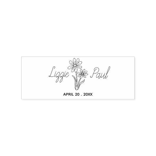 Elegant Flower Script Sla de datum op Rubberstempel (Afrduk)