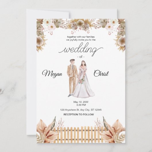 Elegant flower summer wedding kaart (Voorkant)