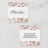 Elegant Flower Trim Pattern Vierkante Visitekaartje (Voorkant / Achterkant)