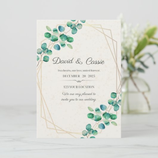 Elegant Flower Wedding Invitation (Debout devant)