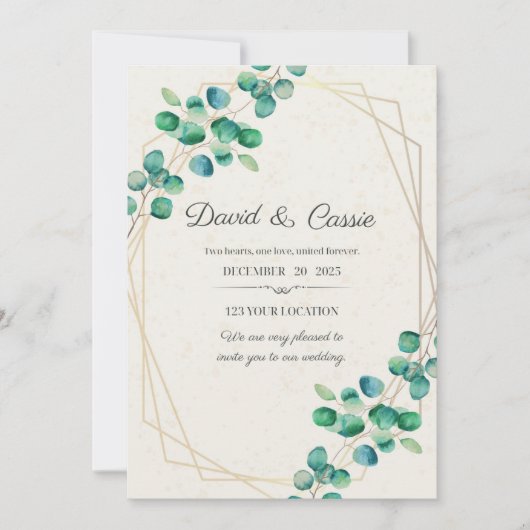 Elegant Flower Wedding Invitation Kaart (Voorkant)