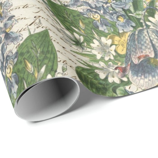 Elegant Flowers Angels Old Script Cadeaupapier (Rol Hoek)