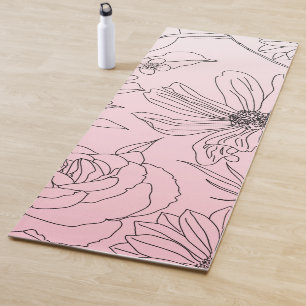 Elegant Flowers Black Outline roze gradiëntontwerp Yogamat