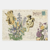 Elegant  Flowers Cherub Angels Old Script Inpakpapier Vel (Voorkant)