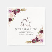 Elegant Flowers Eat Drink We zijn getrouwd bruilof Servet (Voorkant)