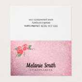 Elegant Flowers en Glitter (roze) Visitekaartjes (Buitenkant ongevouwen)