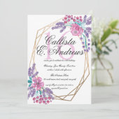 Elegant Flowers Gold Terrarium Waterverf Sweet 16 Kaart (Staand voorkant)