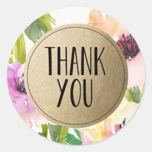 Elegant Flowers Gold Voorkeurslabels Ronde Sticker