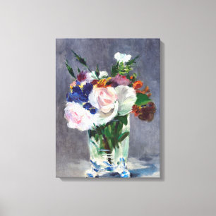 Elegant Flowers in een Crystal Vase Canvas Afdruk