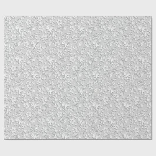 Elegant flowers light grey wrapping paper roll cadeaupapier (Vlak)