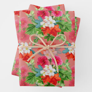 Elegant Flowers op Roze Inpakpapier Vel