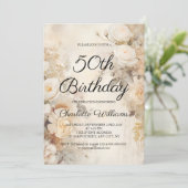 Elegant Flowers  Theme 50th Birthday Kaart (Staand voorkant)