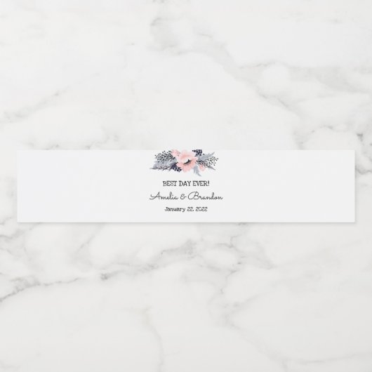 Elegant Flowers Vrijgezellenfeest Bruiloft Waterfles Etiket (Enkel label)