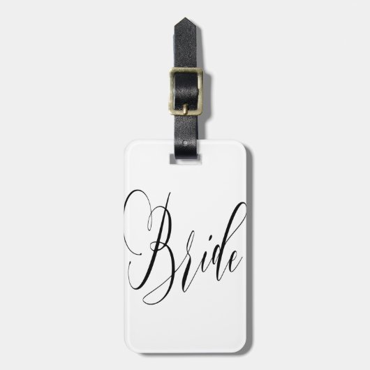 ELEGANT FLOWING BLACK SCRIPT BRIDE ONTWERP BAGAGELABEL (Voorkant verticaal)
