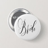 ELEGANT FLOWING BLACK SCRIPT BRIDE ONTWERP RONDE BUTTON 5,7 CM (Voorkant /achterkant)