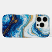 Elégant Fluid Art iPhone 16 Coque - Abstrait Blue (Verso (horizontal))