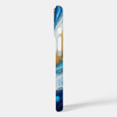 Elégant Fluid Art iPhone 16 Coque - Abstrait Blue (Verso / Gauche)