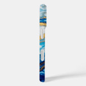 Elégant Fluid Art iPhone 16 Coque - Abstrait Blue (Verso / Droite)