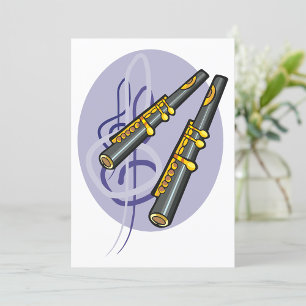 Elegant fluit duet muziek muziekinstrument kaart