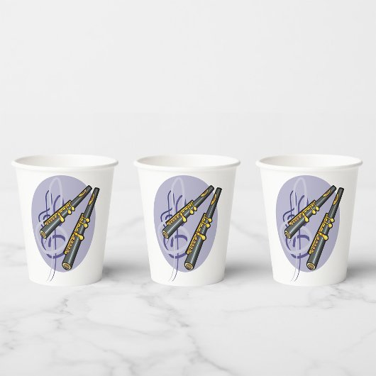 Elegant fluit duet muziek muziekinstrument papieren bekers
