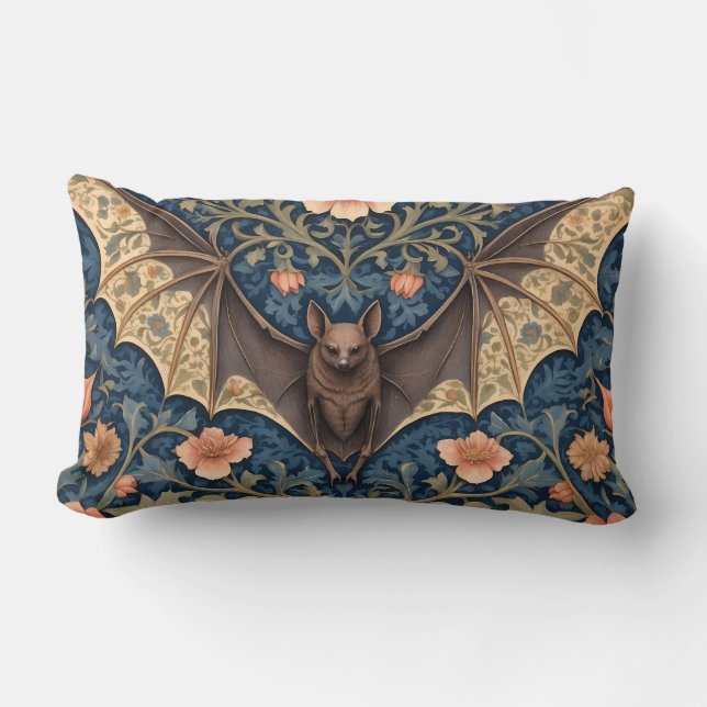 Elegant Flying Bat William Morris geïnspireerd Blo Kussen (Voorkant)