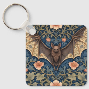 Elegant Flying Bat William Morris geïnspireerd Blo Sleutelhanger