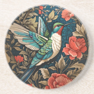 Elegant Flying Hummingbird William Morris geïnspir Zandsteen Onderzetter
