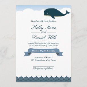 Elegant Flying Whale Wedding Invitting Kaart
