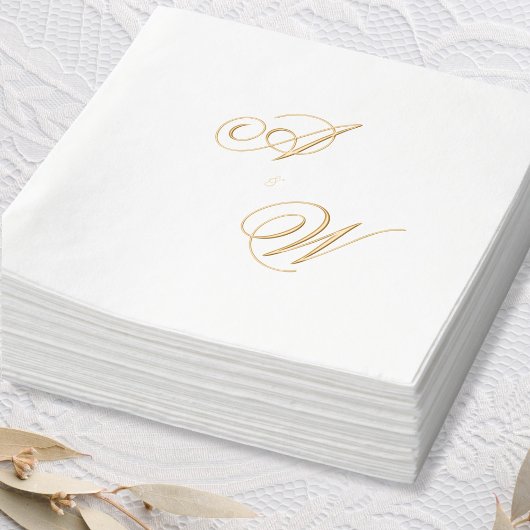 Elegant Foil Initial Wedding Napkin