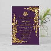 Elegant Foil Leaf Islamic Wedding Foil Invitation (Debout devant)