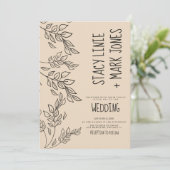 Elegant Foilage Hand Drawn Fancy Script Wedding Kaart (Staand voorkant)