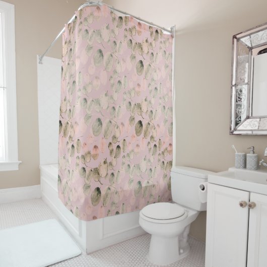 Elégant Foliage Aquarelle Douche rideau (En situation)