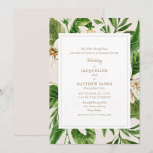 Elegant Foliage Bride Parents Cream & Gold Kaart