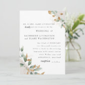Elegant Foliage Cream Bride Parents Wedding Matte Kaart (Staand voorkant)