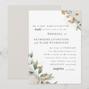 Elegant Foliage Cream Bride Parents Wedding Matte Kaart