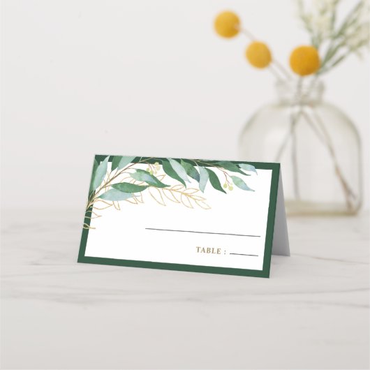Elegant Foliage Forest Groen Goud Bruiloft (Achterkant)