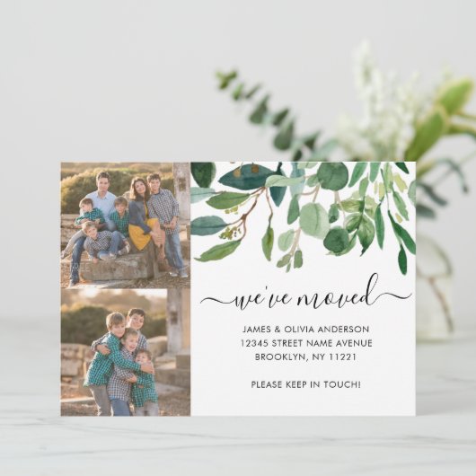 Elegant Foliage We hebben New Home Photo Moving Aankondiging (Staand voorkant)