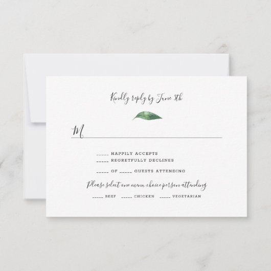 Elegant Foliage Wreath Floral Wedding RSVP Kaartje (Achterkant)
