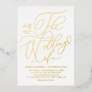 Elegant Folie geperste Whimsical Calligraphy Weddi Uitnodiging