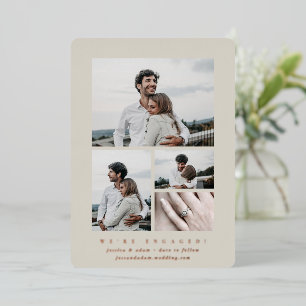 Elegant Folie Multi Photo Verloving Annountion Uitnodiging