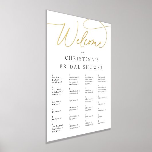 Elegant Folie Script Alfabetical Seating Chart Folie Afdrukken (Laagn)