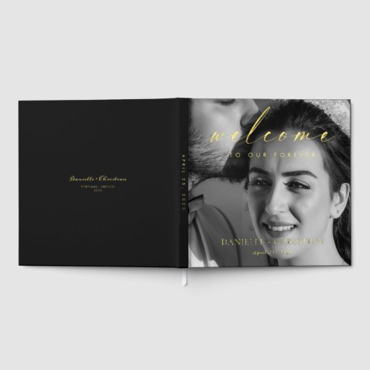 Elegant Folie Script Welkom op onze Forever Weddin Gastenboek (Volledig)