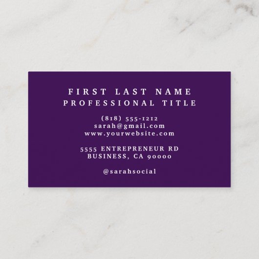 Elégant foncé violet foncé Fleurs Cartes de visite (Dos)