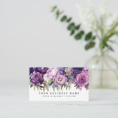 Elégant foncé violet foncé Fleurs Cartes de visite (Debout devant)