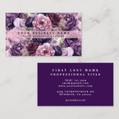 Elégant foncé violet foncé Fleurs Cartes de visite (Devant / Derrière)