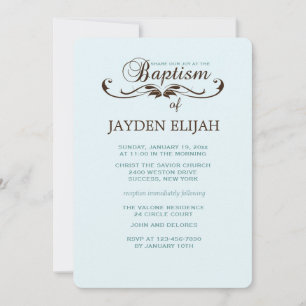 Elegant Font Baptisme Invitation Kaart