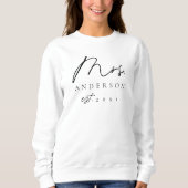 Elegant Font Mrs Pas getrouwd Custom Sweatshirt (Voorkant)