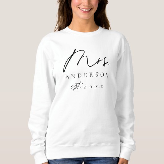 Elegant Font Mrs Pas getrouwd Custom Sweatshirt (Voorkant)